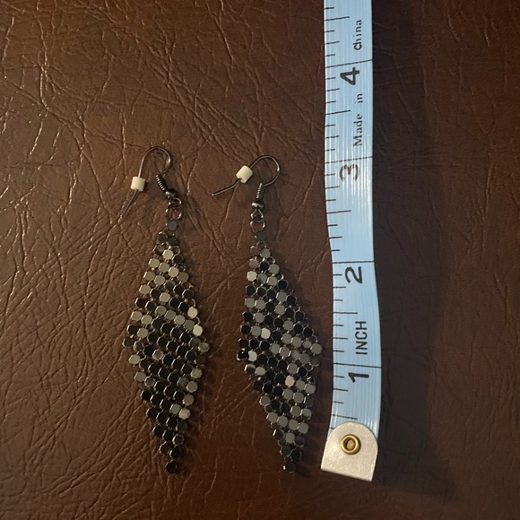 Gunmetal Metal Dangle Earrings - Picture 3 of 3